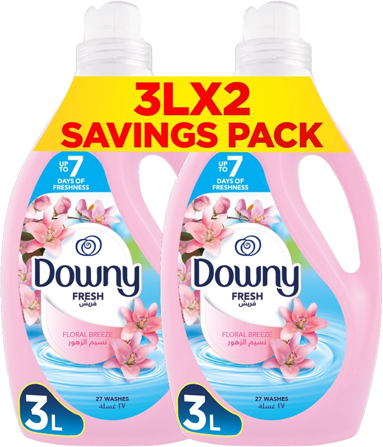 Downy Valley Dew 3L Dual Pack, Regular Fabric Softener, Dilute | Pink