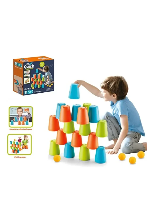 24-piece stacking and nesting cup building set, interactive quick-stacking toy